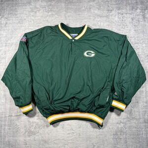 Green Bay Packers Jacket Mens Large Green V Neck Vtg 90s Pullover Starter NFL